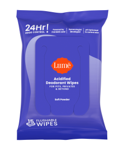 Lume Deodorant Soft Powder | Deodorant Wipes (15 count)