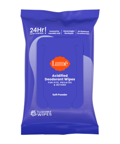 Lume Deodorant Soft Powder | Deodorant Wipes (45 count)